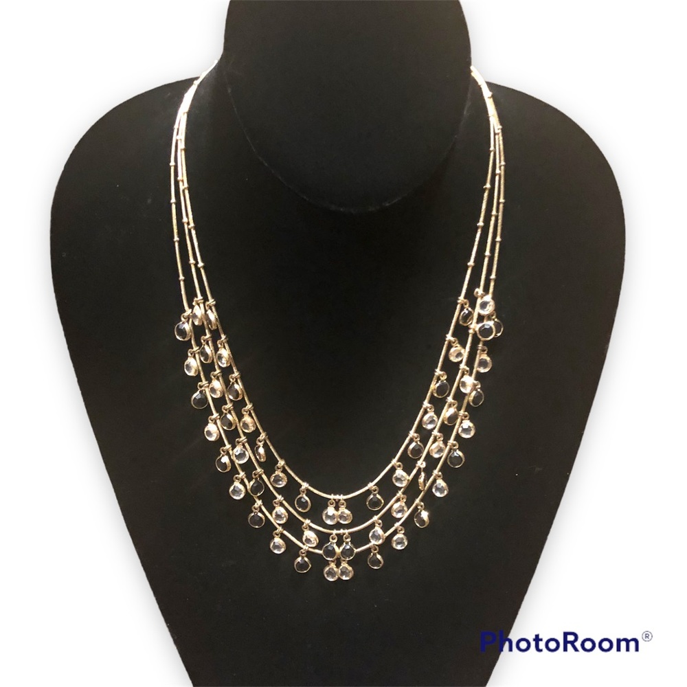 Anne Klein three tier black and white crystal necklace